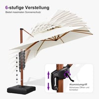 PURPLE LEAF Aluminium Kerti Napernyő 300x400cm Forgatható Dupla Tetős Krém 6