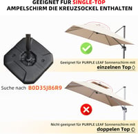 PURPLE LEAF SBLN150 Napernyőtartó 150 kg Terhelhetőség Vízzel vagy Homokkal Tölthető 2