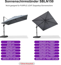 PURPLE LEAF SBLN150 Napernyőtartó 150 kg Terhelhetőség Vízzel vagy Homokkal Tölthető 6