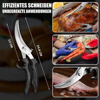 PURPLEBIRD Professzionális Baromfi Olló, 4 mm Rozsdamentes Acél, 103° Vágási Szöggel, Biztonsági Zárral és Rugós Mechanizmussal, Csontokhoz, 6