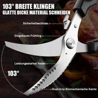 PURPLEBIRD Professzionális Baromfi Olló, 4 mm Rozsdamentes Acél, 103° Vágási Szöggel, Biztonsági Zárral és Rugós Mechanizmussal, Csontokhoz, 4