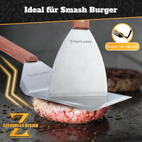 PURPLEBIRD Rozsdamentes Acél Grillspatula Készlet - 2 Részes Plancha Lapátkészlet Smash Burgerekhez, Mosogatógépben Mosható

AI: I've create 2