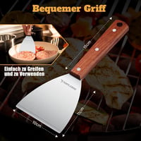 PURPLEBIRD Rozsdamentes Acél Grillspatula Készlet - 2 Részes Plancha Lapátkészlet Smash Burgerekhez, Mosogatógépben Mosható

AI: I've create 4