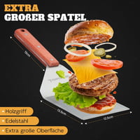 PURPLEBIRD Rozsdamentes Acél Grillspatula Készlet - 2 Részes Plancha Lapátkészlet Smash Burgerekhez, Mosogatógépben Mosható

AI: I've create 3