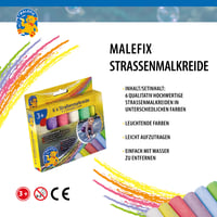 Kriedy na kreslenie na chodník Pustefix Malefix pre deti i dospelých, balenie 6 ks, žiarivé farby, vodou zmývateľné, vysokokvalitné vonkajšie kriedy 4