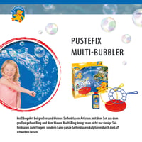 Pustefix Multi-Bubbler Hračka na bublifuk 250 ml s bublinkovou vodou na svadbu, narodeninovú oslavu, párty pre deti aj dospelých, veľké farebné bubliny 5