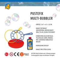Pustefix Multi-Bubbler Hračka na bublifuk 250 ml s bublinkovou vodou na svadbu, narodeninovú oslavu, párty pre deti aj dospelých, veľké farebné bubliny 6