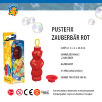 PUSTEFIX kúzelný medvedík Červená bublifuková kvapalina 180 ml, bublifuk pre deti i dospelých, na narodeniny a svadby 6