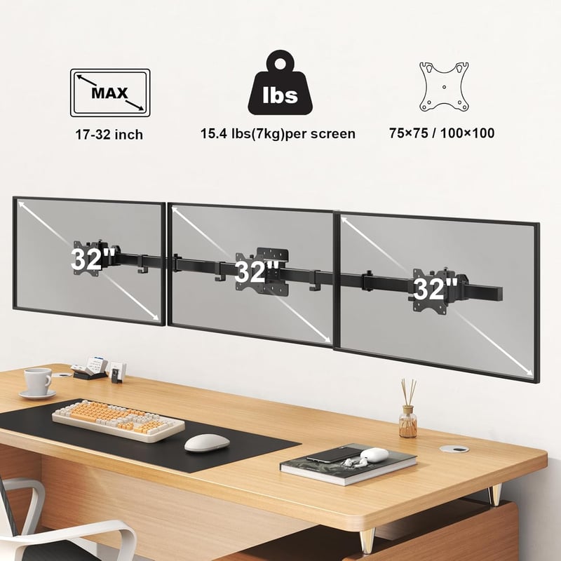 Putilsen Mount 3 monitoros fali tartó 17-32" forgatható dönthető VESA