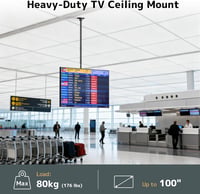 Putilsen Mount mennyezeti TV tartó 50-100 hüvelyk sík és ívelt készülékekhez 80 kg-ig, 360 fordítható dönthető, magasság 1090-2100 mm, VESA 2