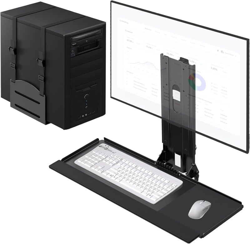 PUTORSEN 3 az 1-ben monitor fali tartó billentyűzet polccal és CPU tartóval 32"