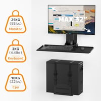 PUTORSEN 3 az 1-ben monitor fali tartó billentyűzet polccal és CPU tartóval 32" 3