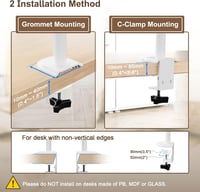 PUTORSEN 3 monitoros asztali tartó 13-32" görbült képernyőhöz, 80cm rúd, dönthető, magasságállítható, fehér 6