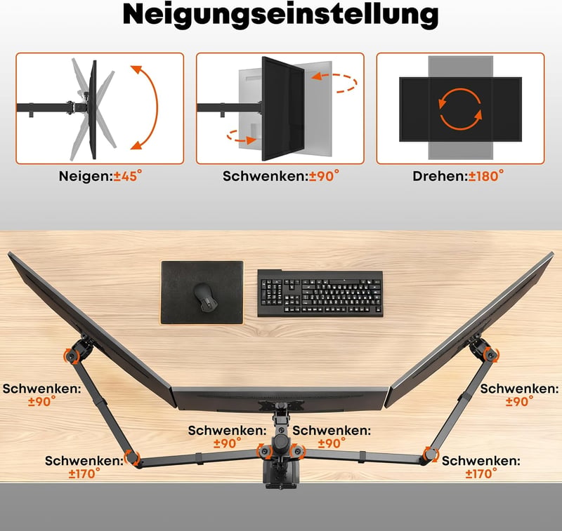 PUTORSEN 3 monitoros tartó 13-27" VESA 75/100 magasságállítható