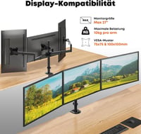 PUTORSEN 3 monitoros tartó 13-27" VESA 75/100 magasságállítható 2