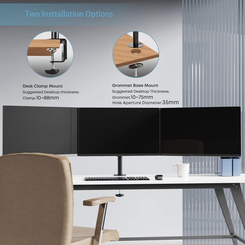 Putorsen Dupla Monitortartó Kar - Asztali Rögzítés, 10 cm-ig, Kábelrendezővel, Fekete/Fehér, TV Kompatibilis, MAS-3 Modell - black, white