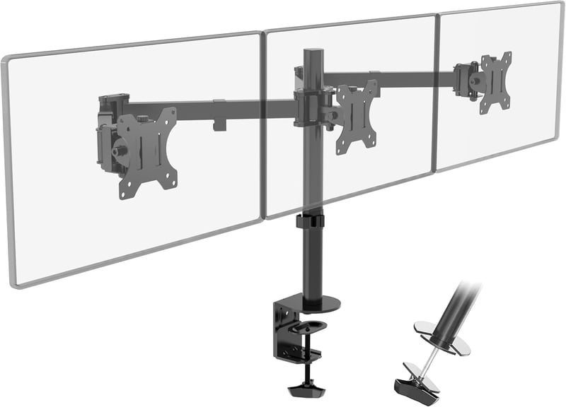 Putorsen Dupla Monitortartó Kar - Asztali Rögzítés, 10 cm-ig, Kábelrendezővel, Fekete/Fehér, TV Kompatibilis, MAS-3 Modell - black, white