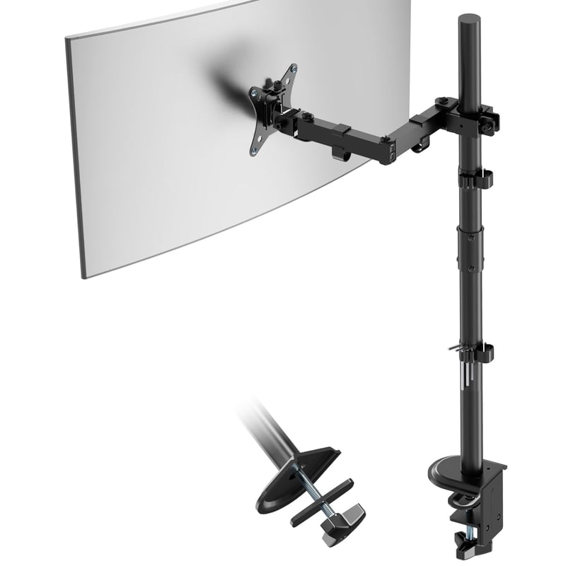 PUTORSEN Rameno na jeden monitor, výška 80 cm, pre 13-35 palcové LCD displeje, plne nastaviteľný stojan na monitor, nosnosť 9 kg, VESA 75x75/100x100 mm, čierny