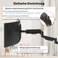 Braț de perete extensibil pentru monitor PUTORSEN pentru ecrane de 17-32 inchi, VESA 75x75/100x100, max. 9 kg, negru, complet reglabil 9