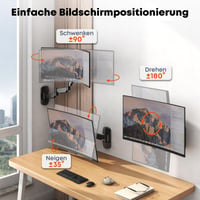 Braț de perete extensibil pentru monitor PUTORSEN pentru ecrane de 17-32 inchi, VESA 75x75/100x100, max. 9 kg, negru, complet reglabil 7