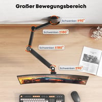 Braț de perete extensibil pentru monitor PUTORSEN pentru ecrane de 17-32 inchi, VESA 75x75/100x100, max. 9 kg, negru, complet reglabil 6