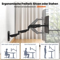 Braț de perete extensibil pentru monitor PUTORSEN pentru ecrane de 17-32 inchi, VESA 75x75/100x100, max. 9 kg, negru, complet reglabil 5
