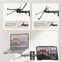 Nástenný držiak na notebook a tablet PUTORSEN pre 12-17" notebooky a 10-13" tablety, kovová základňa 300x250 mm, VESA 75/100 mm, nosnosť 5 kg, domáca kancelária 4