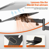 Nástenný držiak na notebook a tablet PUTORSEN pre 12-17" notebooky a 10-13" tablety, kovová základňa 300x250 mm, VESA 75/100 mm, nosnosť 5 kg, domáca kancelária 5