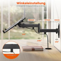 Nástenný držiak na notebook a tablet PUTORSEN pre 12-17" notebooky a 10-13" tablety, kovová základňa 300x250 mm, VESA 75/100 mm, nosnosť 5 kg, domáca kancelária 3