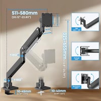 Putorsen Monitor Kar - Állítható Monitorállvány 5,68 kg Teherbírással, Ergonomikus Monitortartó Kar Asztali Rögzítéssel, 44 cm 6