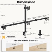 PUTORSEN Monitor Tartó 4 Monitorhoz 17-32 Hüvelyk - Asztali Monitor Kar LED LCD Képernyőkhöz, Magasság Állítható Egymás Feletti Elrendezés, 5
