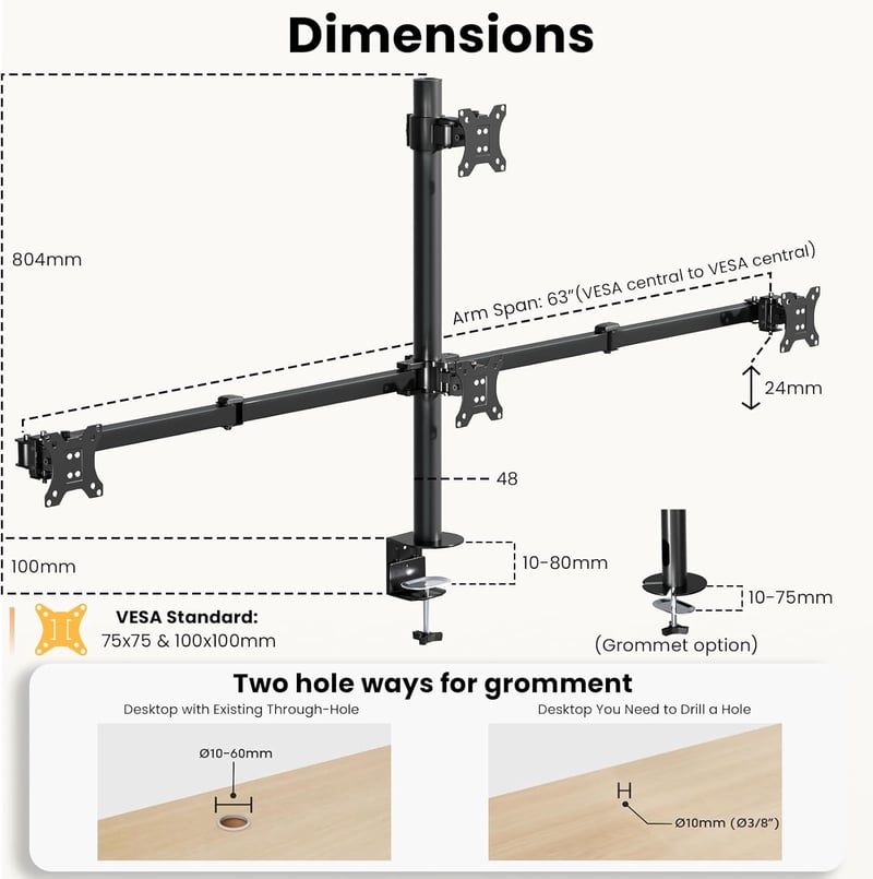 PUTORSEN Monitor Tartó 4 Monitorhoz 17-32 Hüvelyk - Asztali Monitor Kar LED LCD Képernyőkhöz, Magasság Állítható Egymás Feletti Elrendezés,