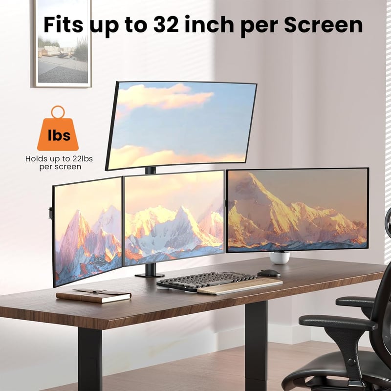 PUTORSEN Monitor Tartó 4 Monitorhoz 17-32 Hüvelyk - Asztali Monitor Kar LED LCD Képernyőkhöz, Magasság Állítható Egymás Feletti Elrendezés,