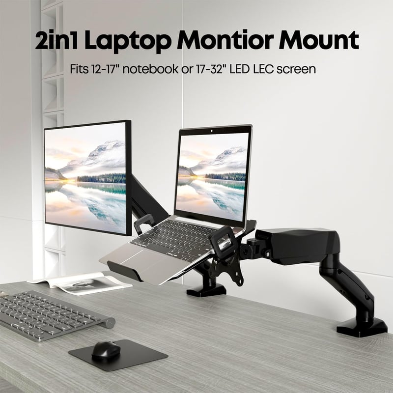 PUTORSEN Monitor Tartó Laptop Polccal 17-32 Colos Kijelzőhöz Állítható Konzol