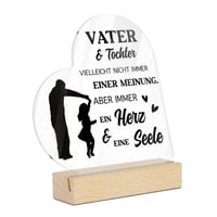 Decorațiune de masă din acril Putuo Decor „Tată și Fiică” - Plăcuță „Inimă și Suflet” - Cadou pentru fiică, pentru zi de naștere, Crăciun, Ziua Tatălui 1