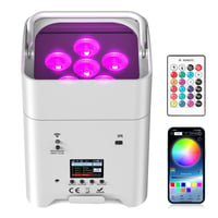 PUZILOZA 108W Akumulátorové LED Par svetlo RGBWA+UV biele, s diaľkovým ovládaním, ovládaním cez DMX a aplikáciu, osvetlenie na DJ párty, do baru, na svadbu, narodeniny a diskotéku 1