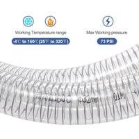 PVC sacia hadica – 32 mm priemer, oceľou vystužená, chemicky odolná flexibilná vinylová hadica, vysokotlaková, hrubostenná, priehľadná, 3 m 5