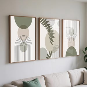 PWAAHDC set modernih postera za dnevni boravak 50x70 cm okomiti format - Boho apstraktne zelene biljke slike na platnu 3 kom - Zidna dekoracija za spavaću sobu bez okvira