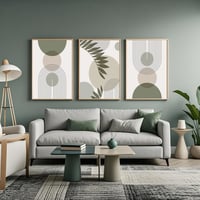 PWAAHDC set modernih postera za dnevni boravak 50x70 cm okomiti format - Boho apstraktne zelene biljke slike na platnu 3 kom - Zidna dekoracija za spavaću sobu bez okvira 7