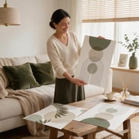 PWAAHDC set modernih postera za dnevni boravak 50x70 cm okomiti format - Boho apstraktne zelene biljke slike na platnu 3 kom - Zidna dekoracija za spavaću sobu bez okvira 4