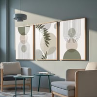 PWAAHDC set modernih postera za dnevni boravak 50x70 cm okomiti format - Boho apstraktne zelene biljke slike na platnu 3 kom - Zidna dekoracija za spavaću sobu bez okvira 6