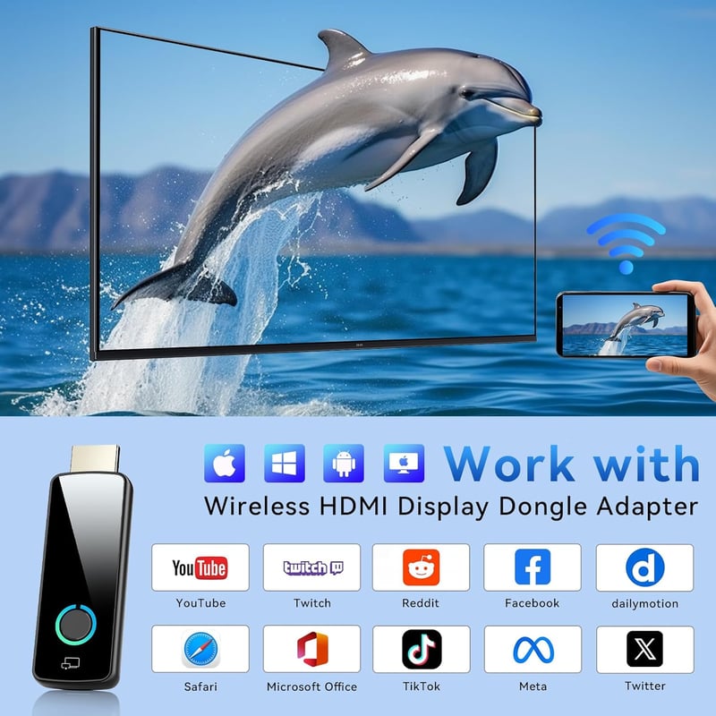 PWAY Wireless HDMI Adapter Miracast Dongle Laptop PC Smartphone TV Projektorhoz