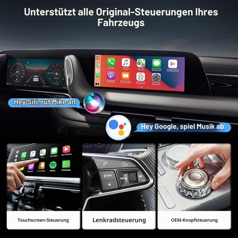 Bezdrôtový adaptér PWAYTEK 2 v 1 pre CarPlay, prevodný dongle na káblové CarPlay, 5GHz WiFi, Bluetooth, kompatibilný s iOS 10+ a Android 11+, Plug and Play