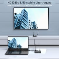 PWAYTEK bezdrôtový HDMI vysielač a prijímač 4K, dosah 500 m/1640 ft, 2,4/5 GHz, 1TX-8RX, streamovanie 1080p z notebooku, PC a smartfónu do TV a projektora 4