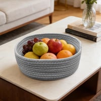 PWGHWG set od 3 pletene pamučne košare za odlaganje, okrugle košare za organizaciju koje se slažu jedna u drugu, za spavaću i dnevnu sobu, 24x10 cm, sive 8