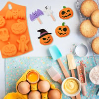 Pwsap 6 üreges Halloween csokoládé forma szilikon - tök, koponya, leprechaun, denevér 2