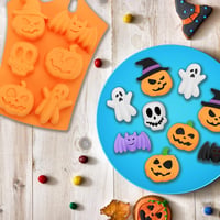 Pwsap 6 üreges Halloween csokoládé forma szilikon - tök, koponya, leprechaun, denevér 5
