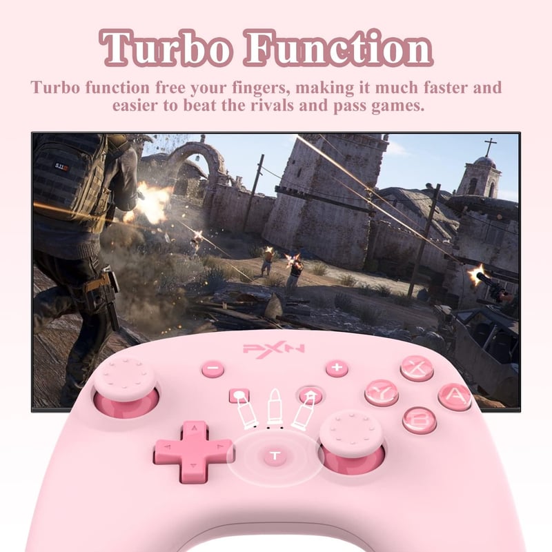 PXN 9607X Vezeték Nélküli Switch Pro Kontroller - Nintendo Switch/Lite/OLED/Steam Kompatibilis, 6-Tengelyes Giroszkóp, Rezgés, Turbo, NFC, R