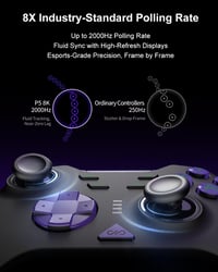 PXN P5 8K Vezeték Nélküli Kontroller - 2.4G, 8K-Chip, 2000Hz, Kapacitív Joystick, Hall-Trigger, Turbó és Makró Funkció PC/Switch/Steam Deck/ 5