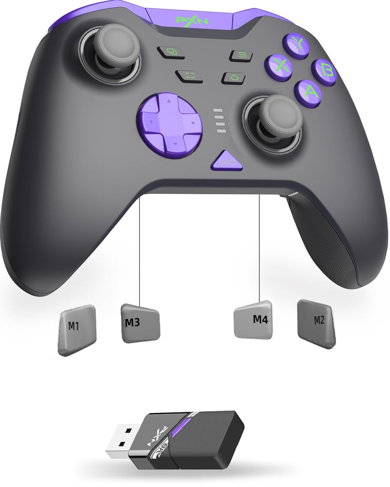 PXN P5 8K Vezeték Nélküli Kontroller - 2.4G, 8K-Chip, 2000Hz, Kapacitív Joystick, Hall-Trigger, Turbó és Makró Funkció PC/Switch/Steam Deck/
